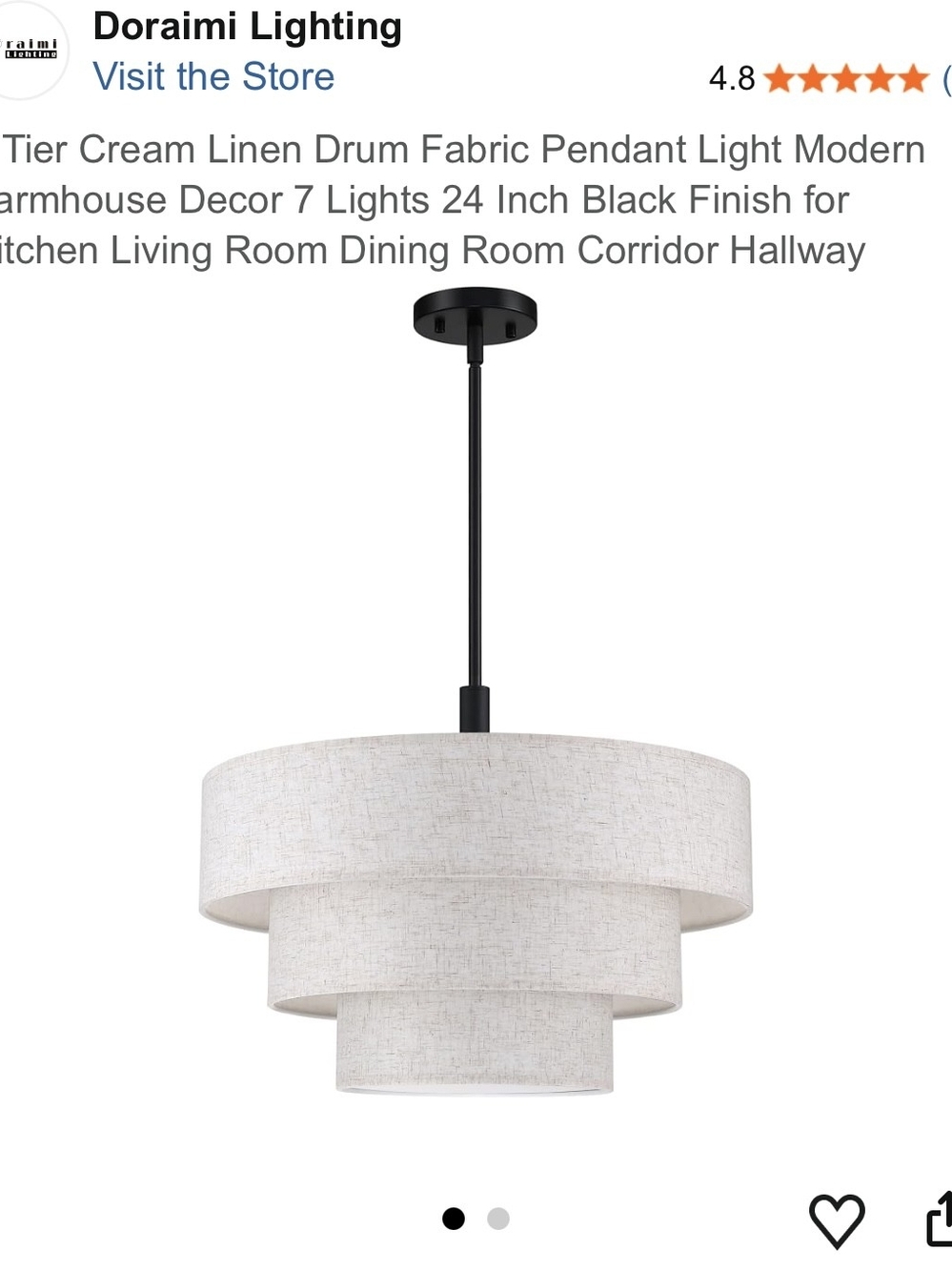 Cream Linen Drum Tiered Pendant Light